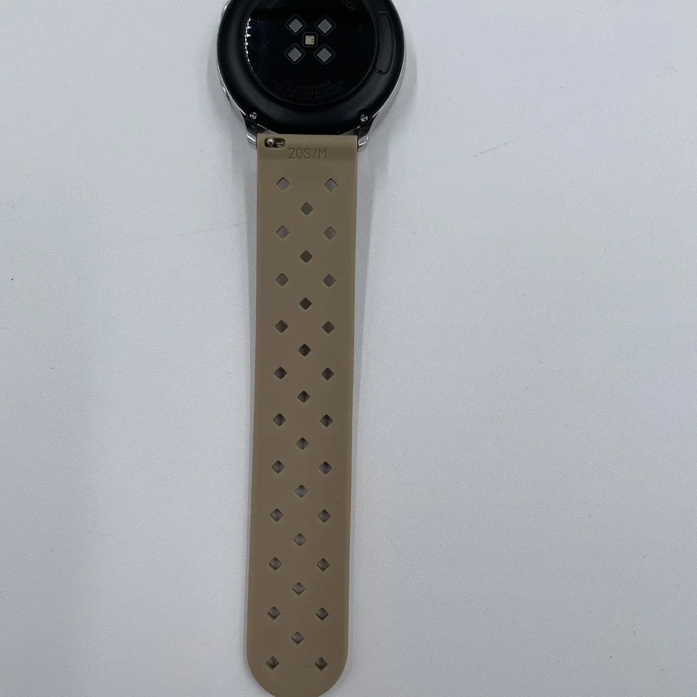 Samsung Galaxy Watch SM-R500 40mm Silver Bluetooth Smartwatch Beige Band Medium